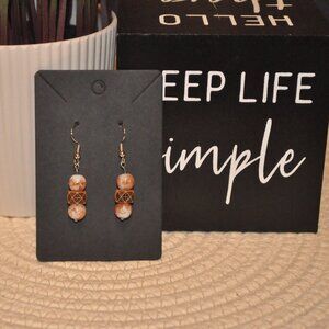 Natural Wooden and Glass Bead Drop Earrings
